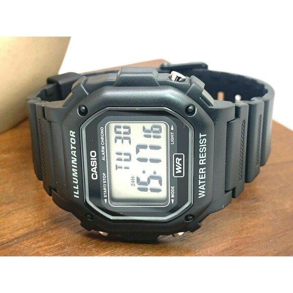 Casio Men's Watch F108WH-1A Illuminator Quartz Digital Black Resin Sport 3224 - Picture 9 of 13